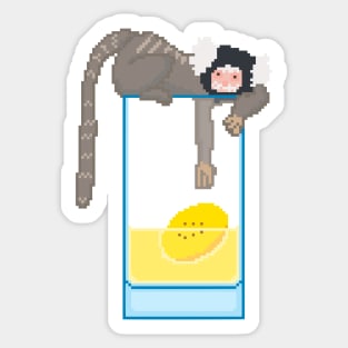 Marmoset with banana drink Sticker